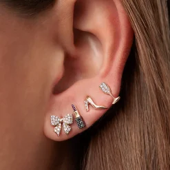 Gold & Diamond Champagne Glass Stud