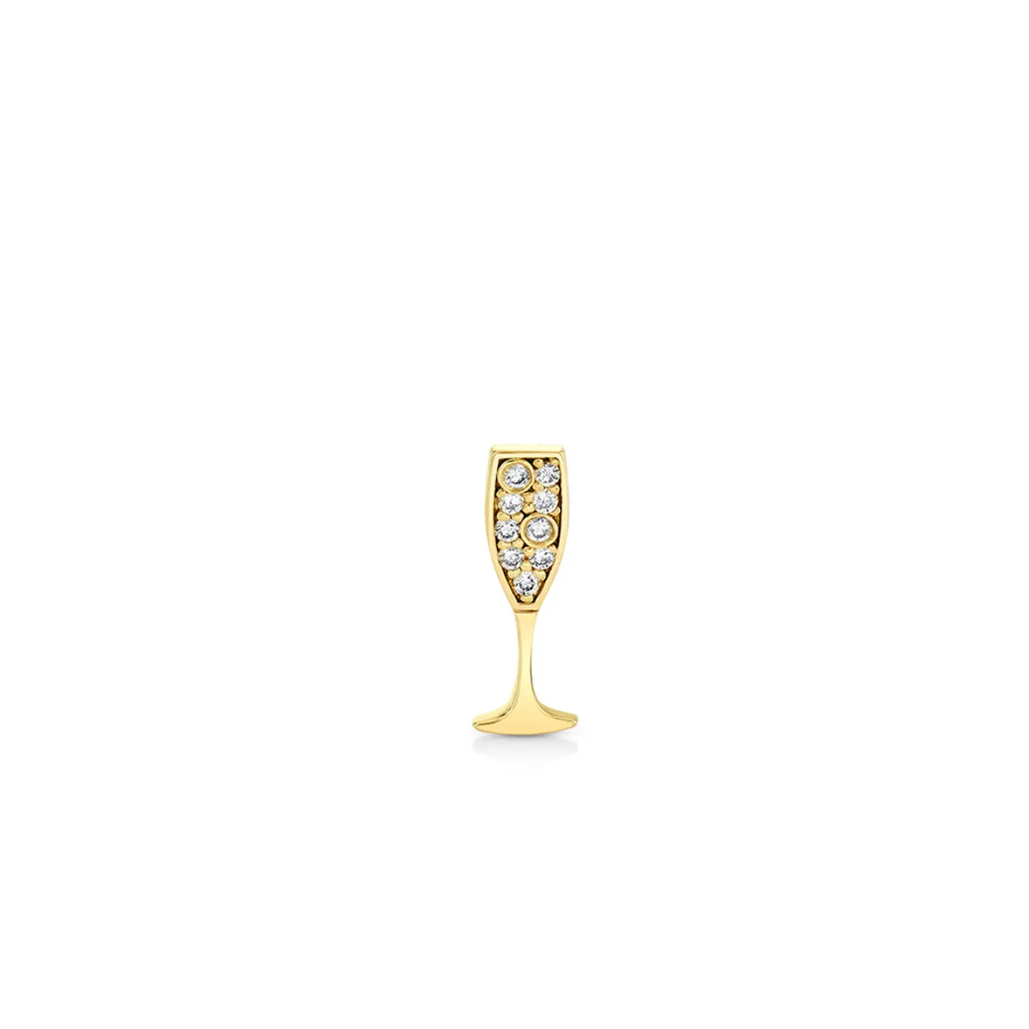 Gold & Diamond Champagne Glass Stud
