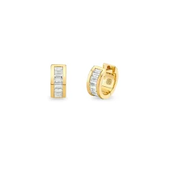 Gold & Diamond Channel Set Baguette Huggie