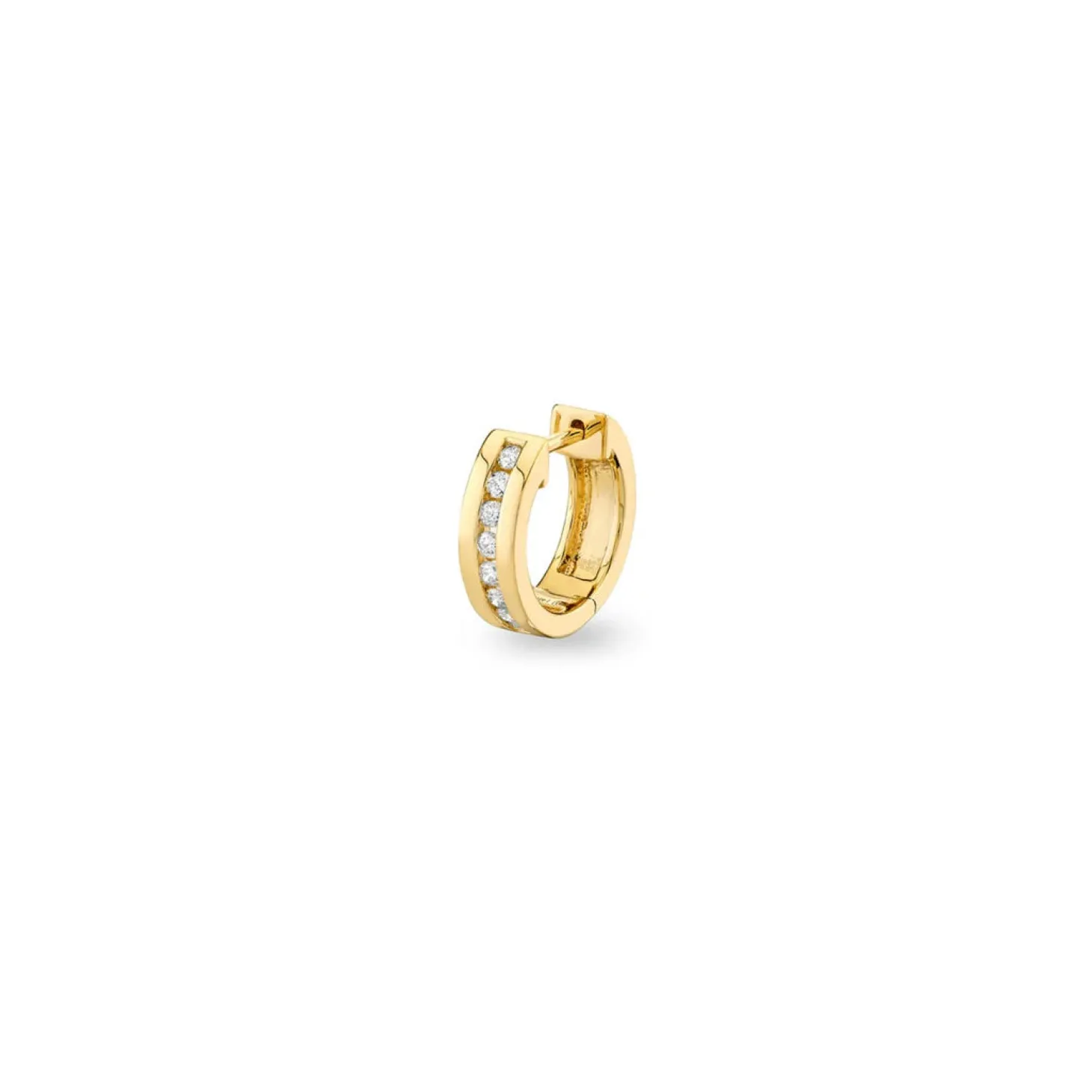 Gold & Diamond Channel Set Huggie