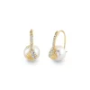 Gold & Diamond Clam Shell Pearl Earrings