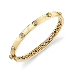 Gold & Diamond Clam Shell Bangle