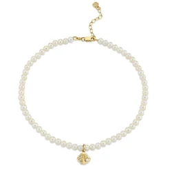 Gold & Diamond Clam Shell Anklet on Fresh Water Pearls