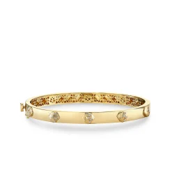 Gold & Diamond Clam Shell Bangle