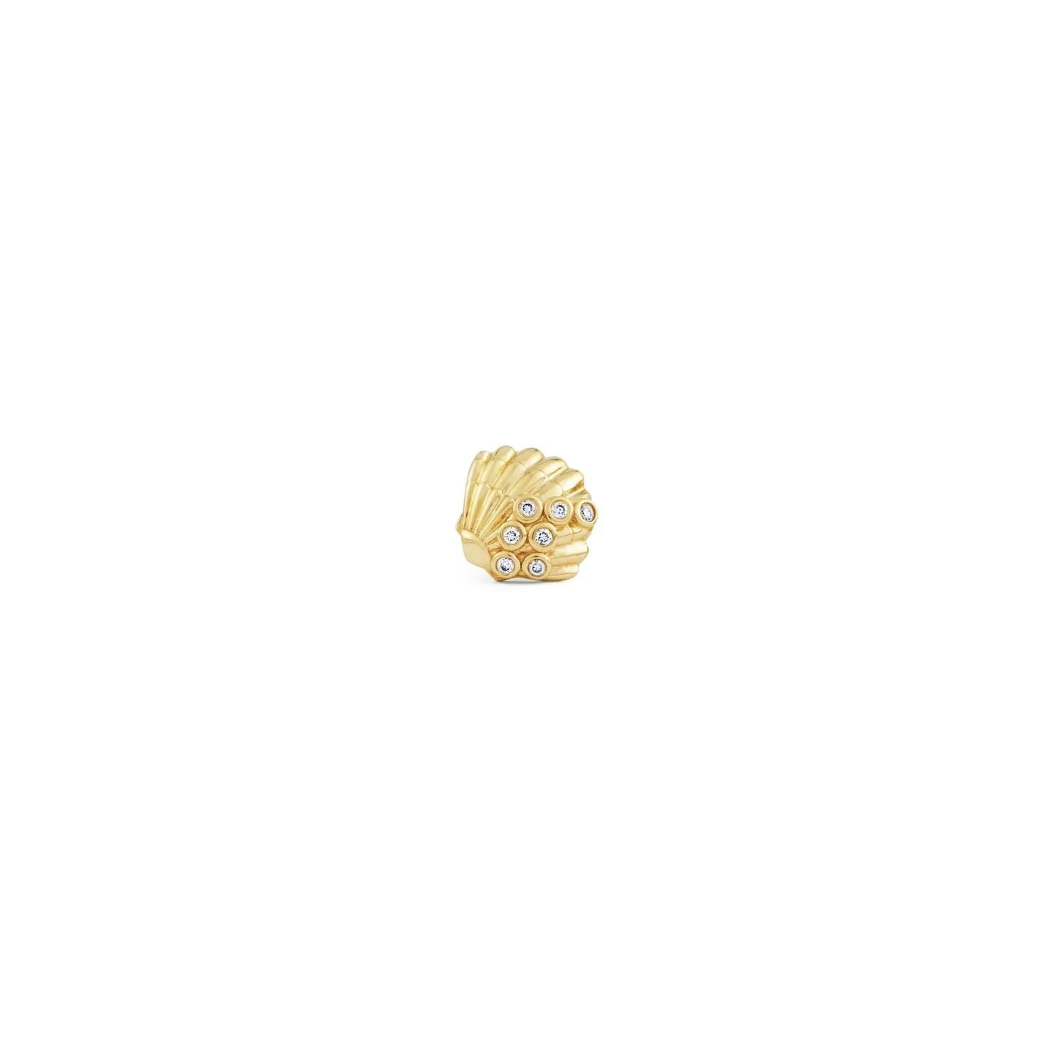 Gold & Diamond Clam Shells Stud