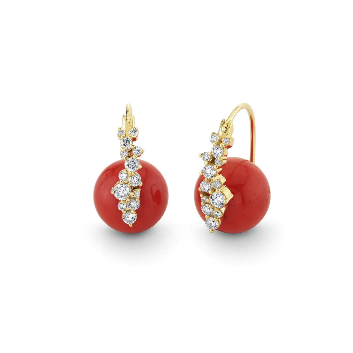 Gold & Diamond Cocktail Coral Earrings