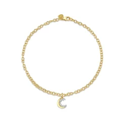 Gold & Diamond Cocktail Crescent Moon Anklet
