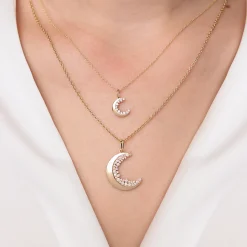 Gold & Diamond Cocktail Crescent Moon Charm