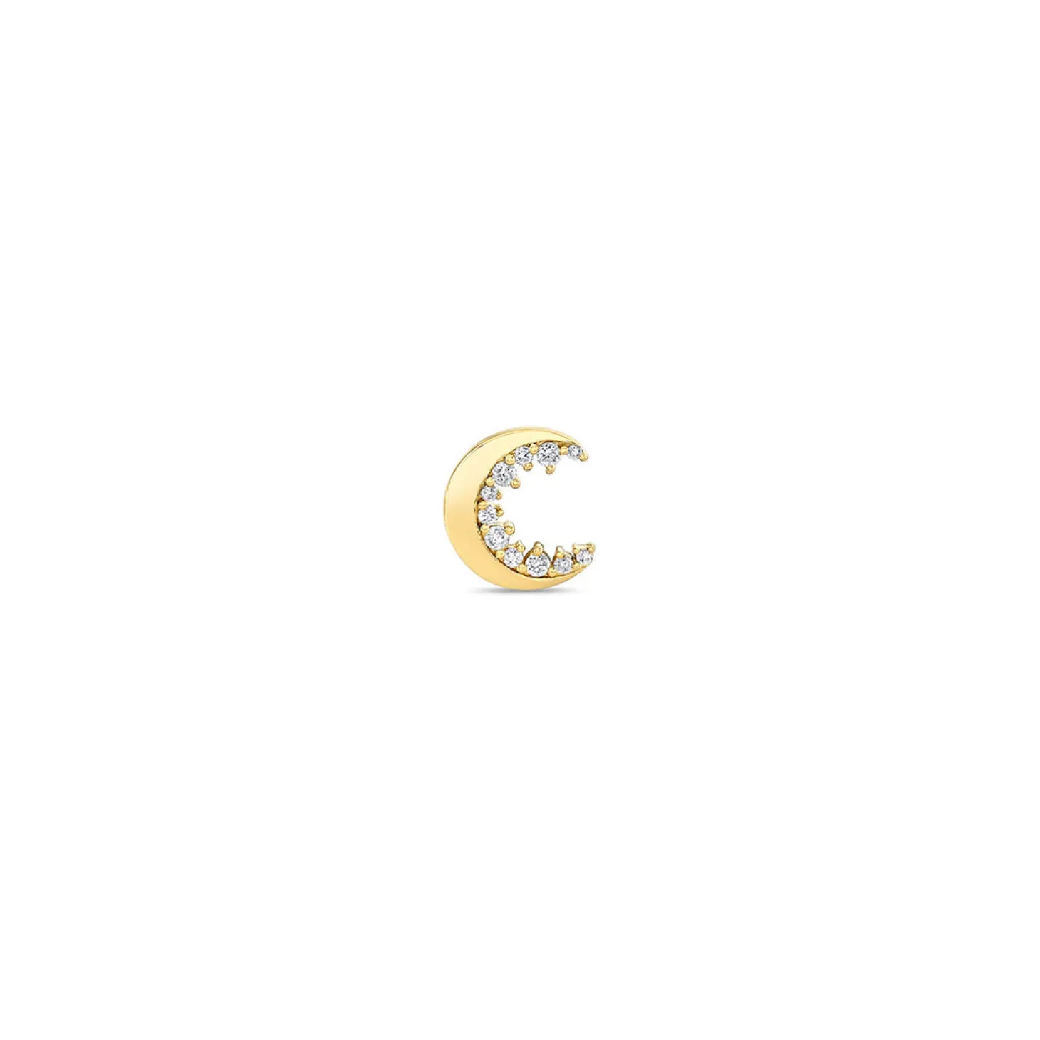 Gold & Diamond Cocktail Crescent Moon Stud