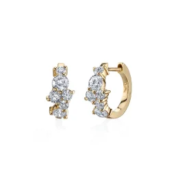 Gold & Diamond Cocktail Huggie Hoops