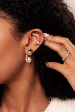 Gold & Diamond Cocktail Pearl Earrings
