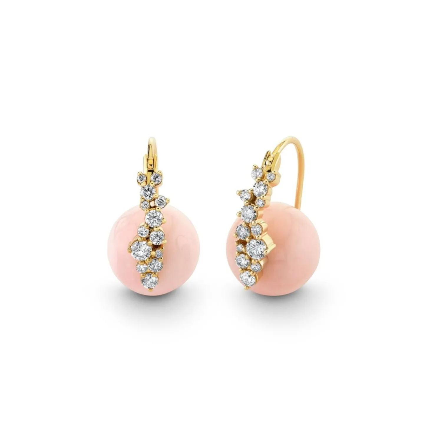Gold & Diamond Cocktail Pink Opal Earrings