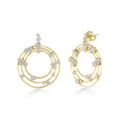Gold & Diamond Cocktail Wire Statement Earrings
