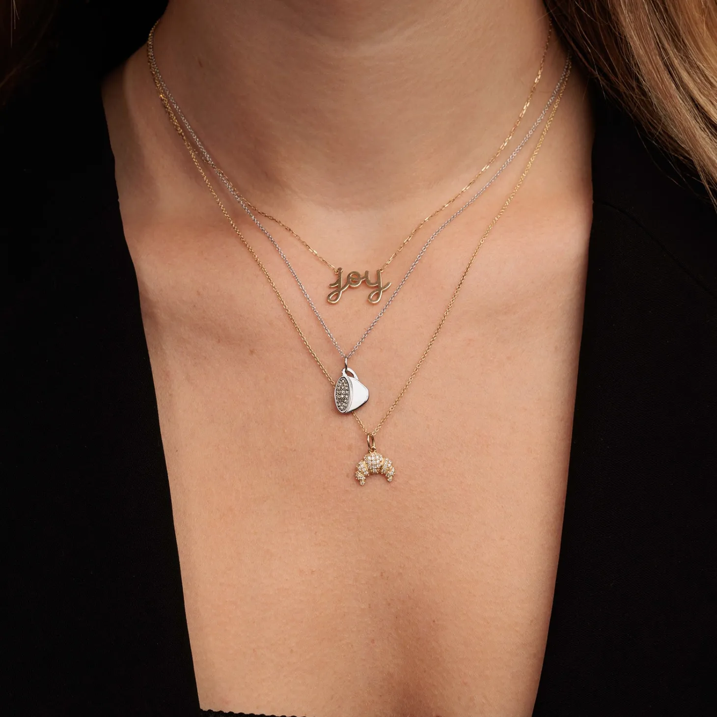 Gold & Diamond Coffee Cup Charm
