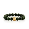 Gold & Diamond Coiled Snake on Nephrite Jade