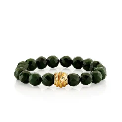 Gold & Diamond Coiled Snake on Nephrite Jade