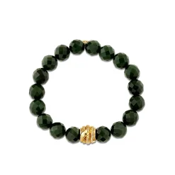 Gold & Diamond Coiled Snake on Nephrite Jade