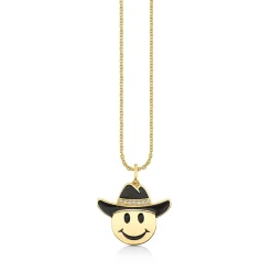 Gold & Diamond Cowboy Happy Face Charm