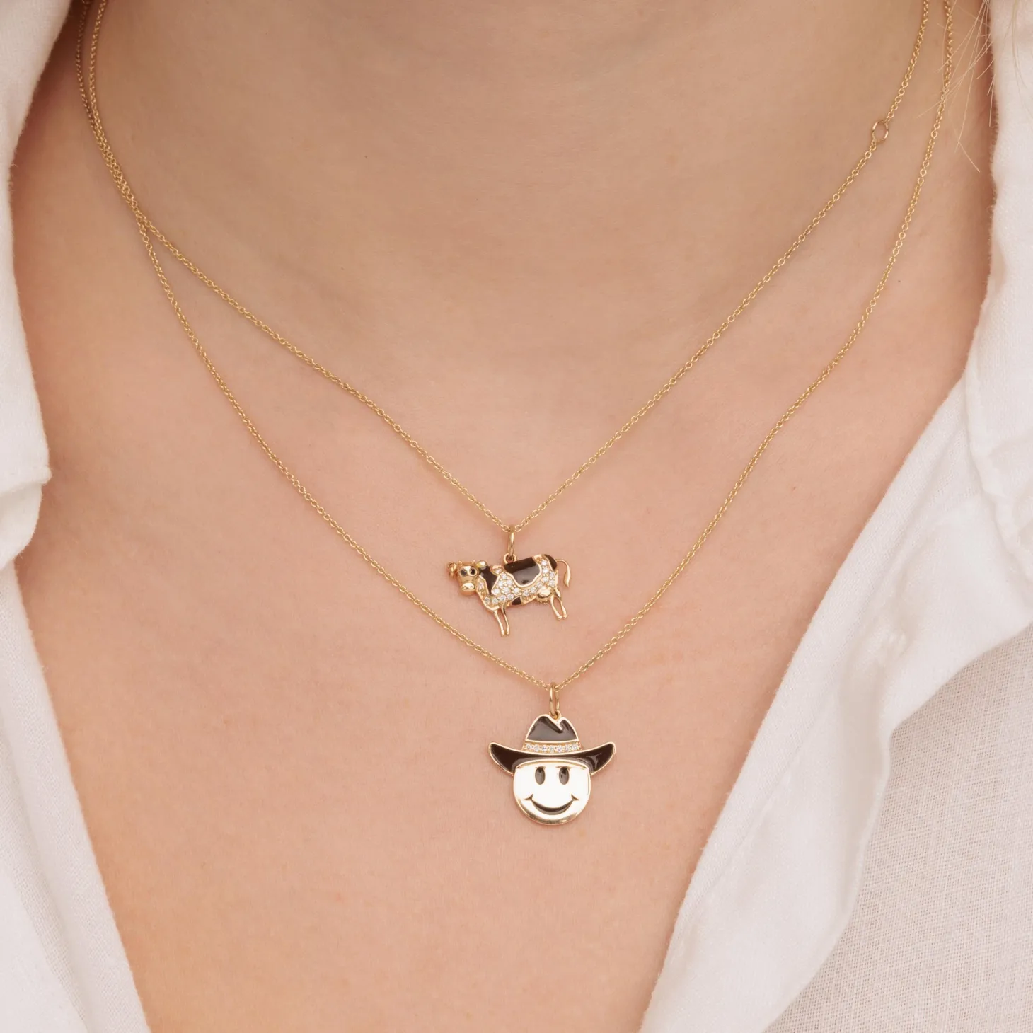 Gold & Diamond Cowboy Happy Face Charm