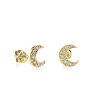 Gold & Diamond Crescent Moon Stud