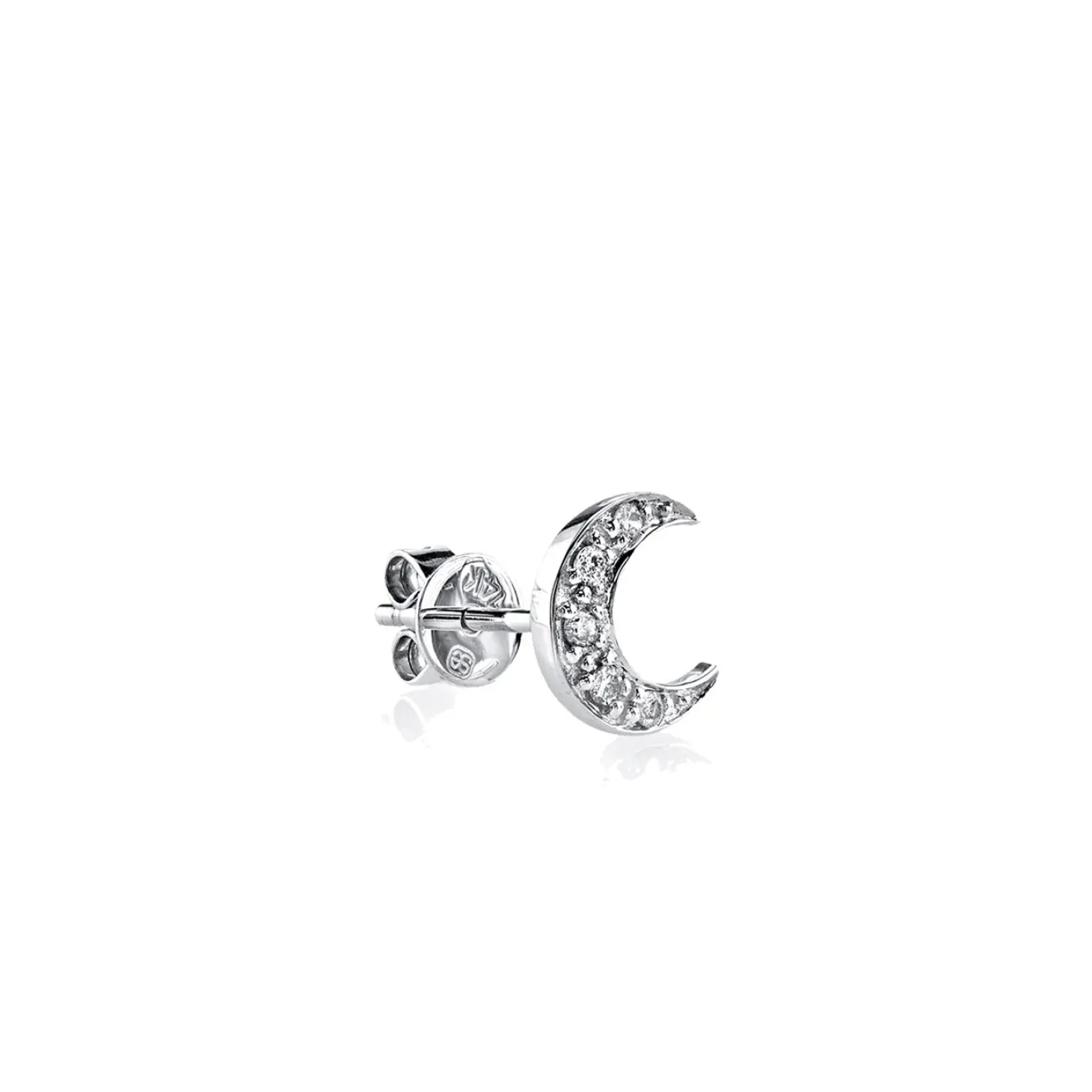 Gold & Diamond Crescent Moon Stud