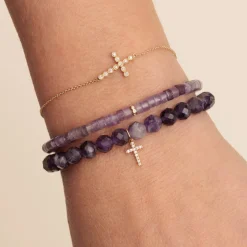 Gold & Diamond Cross Bracelet
