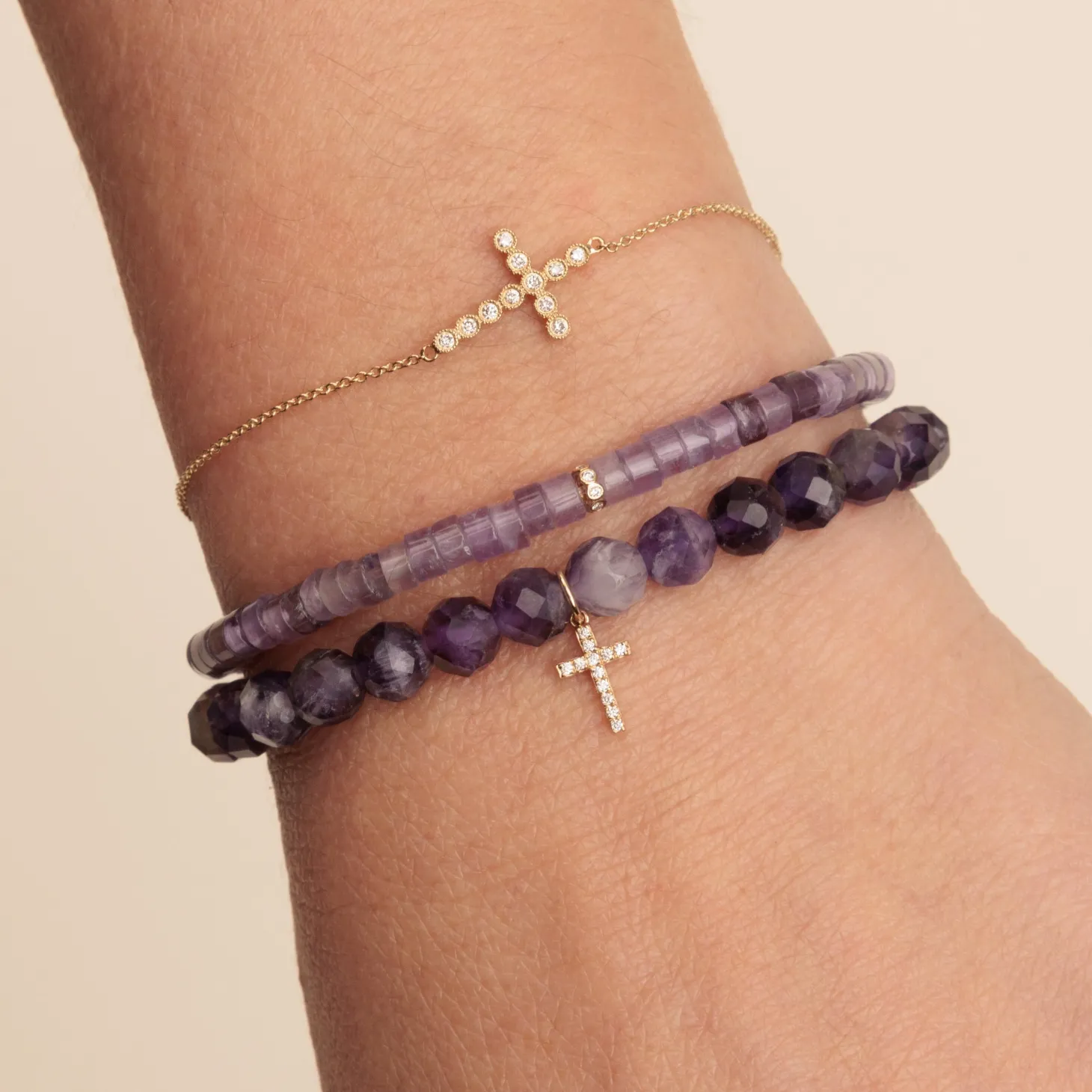 Gold & Diamond Cross Bracelet