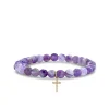 Gold & Diamond Cross on Amethyst
