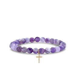 Gold & Diamond Cross on Amethyst