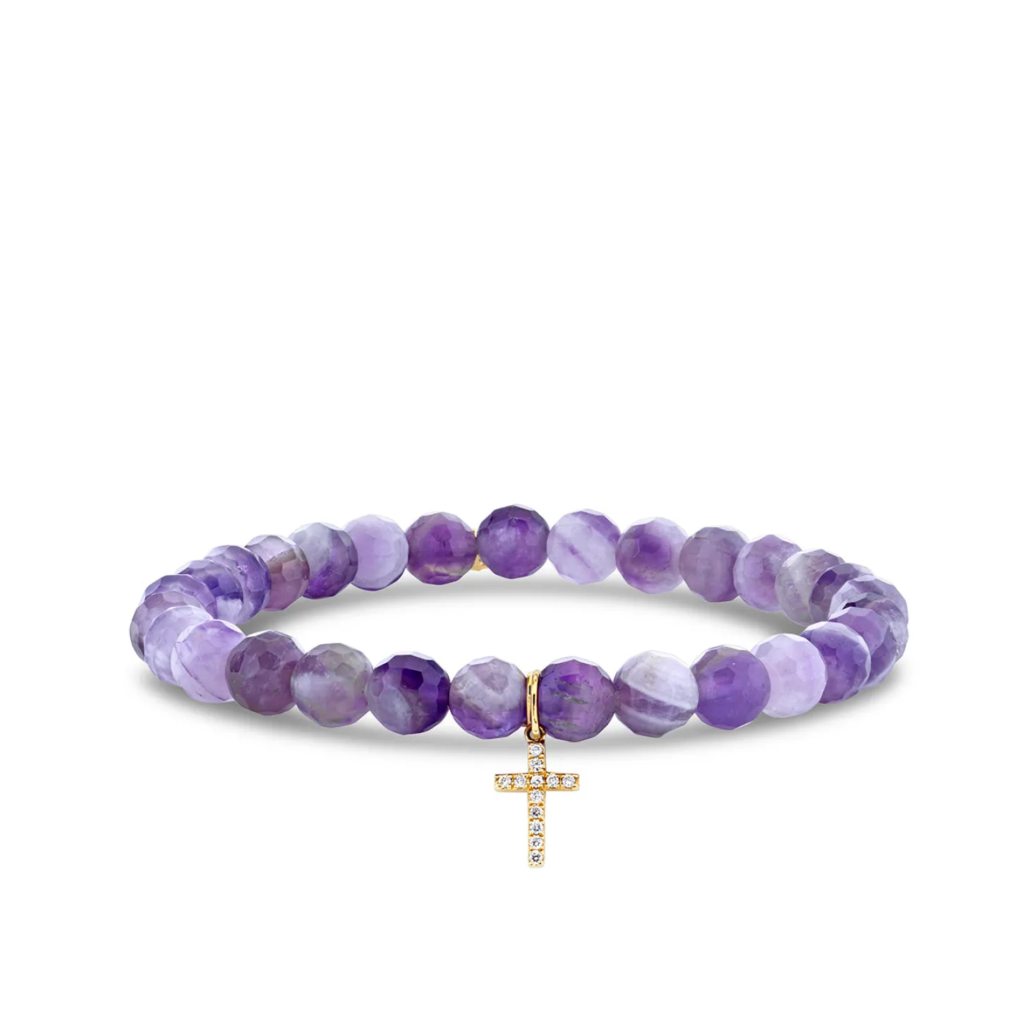 Gold & Diamond Cross on Amethyst