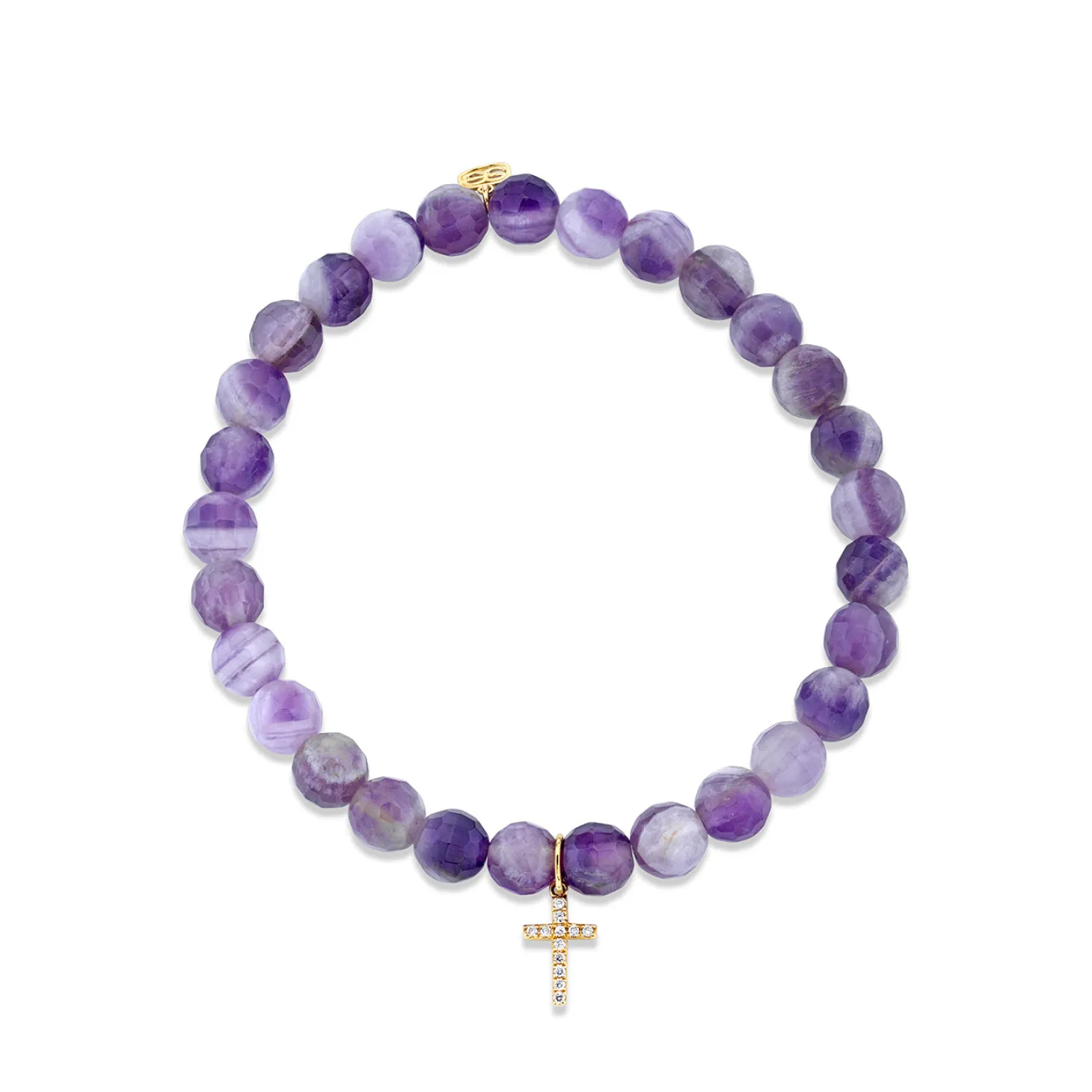 Gold & Diamond Cross on Amethyst