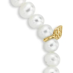 Gold & Diamond Cross on Pearls