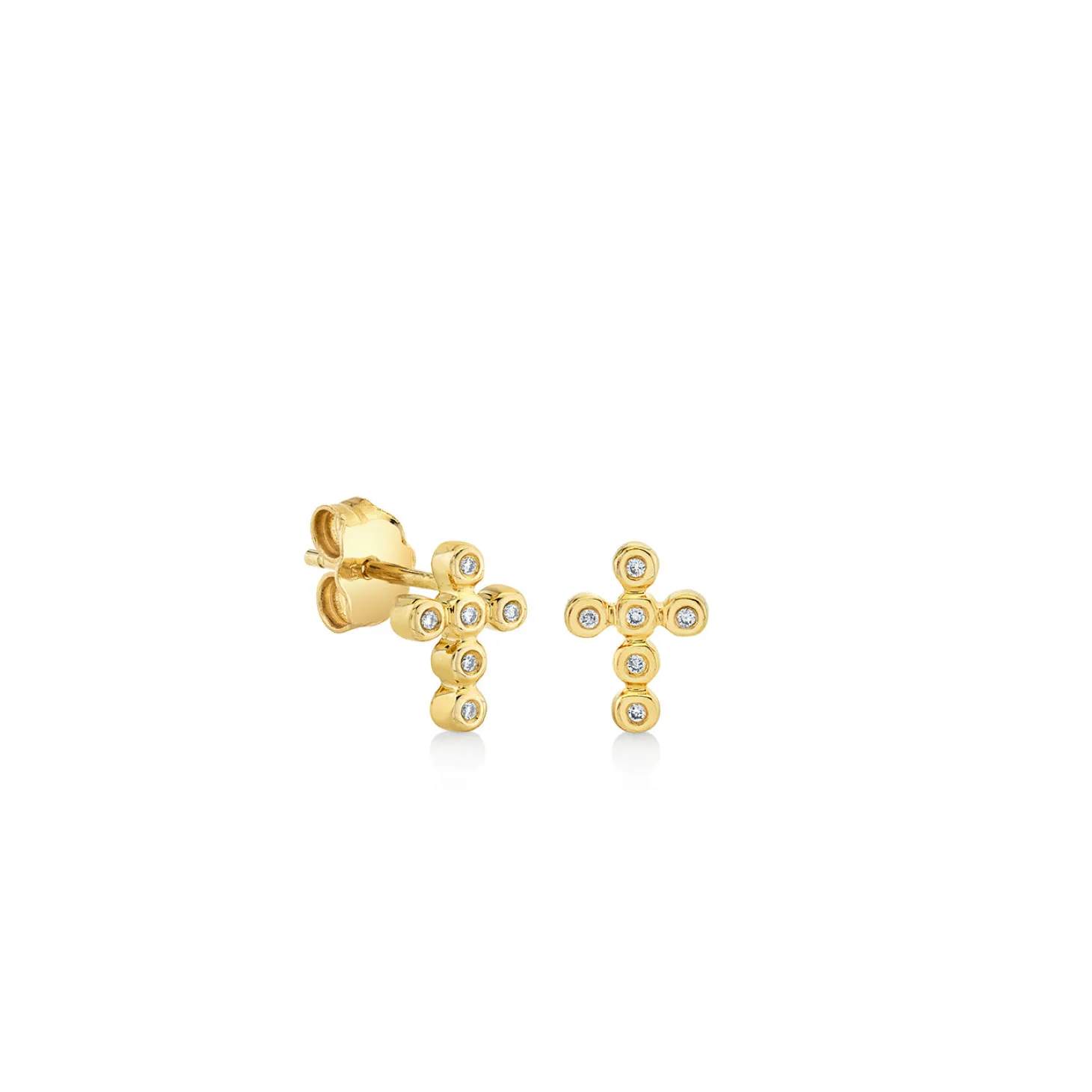 Gold & Diamond Cross Stud