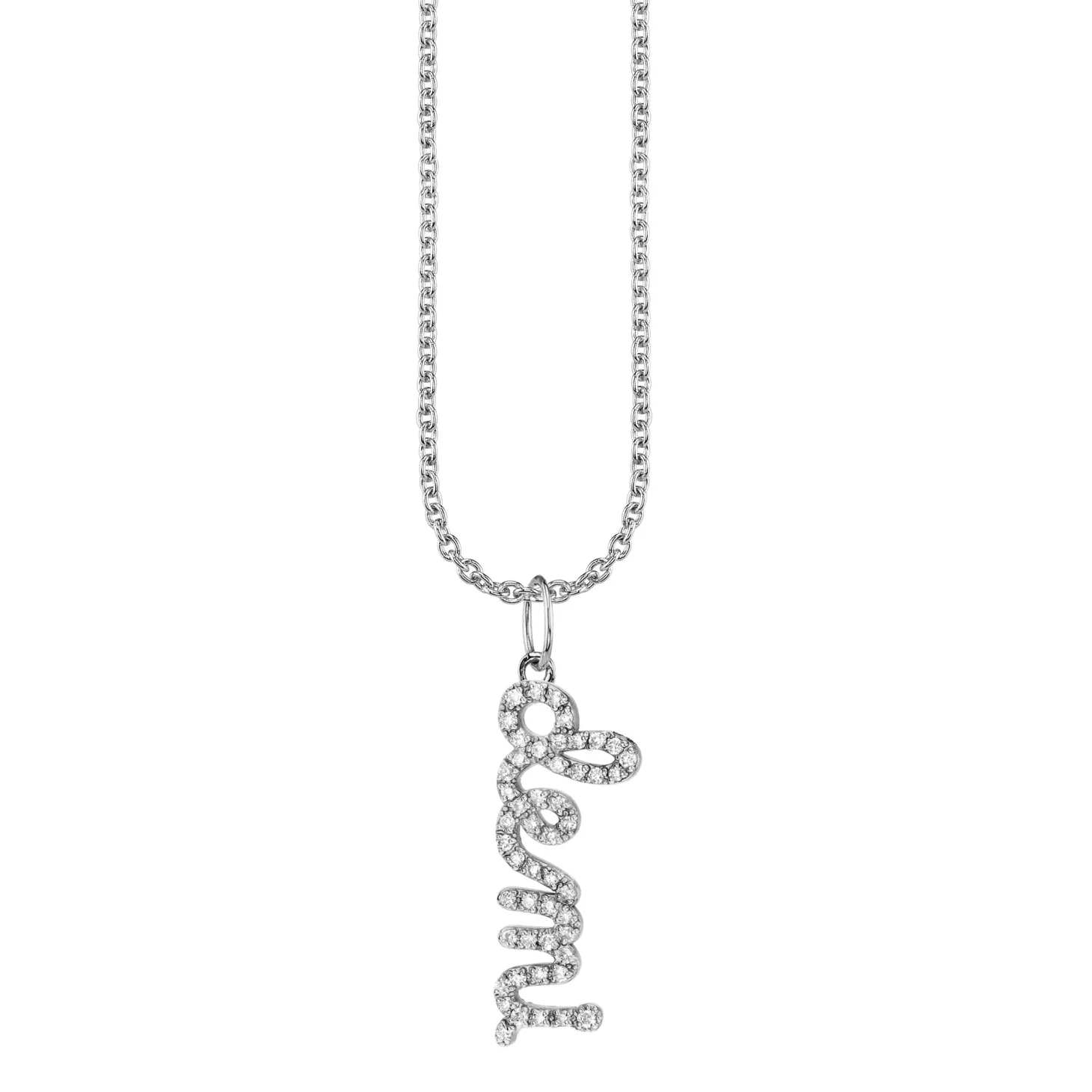 Gold & Diamond Custom Script Charm Necklace