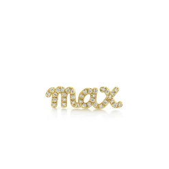 Gold & Diamond Custom Script Stud