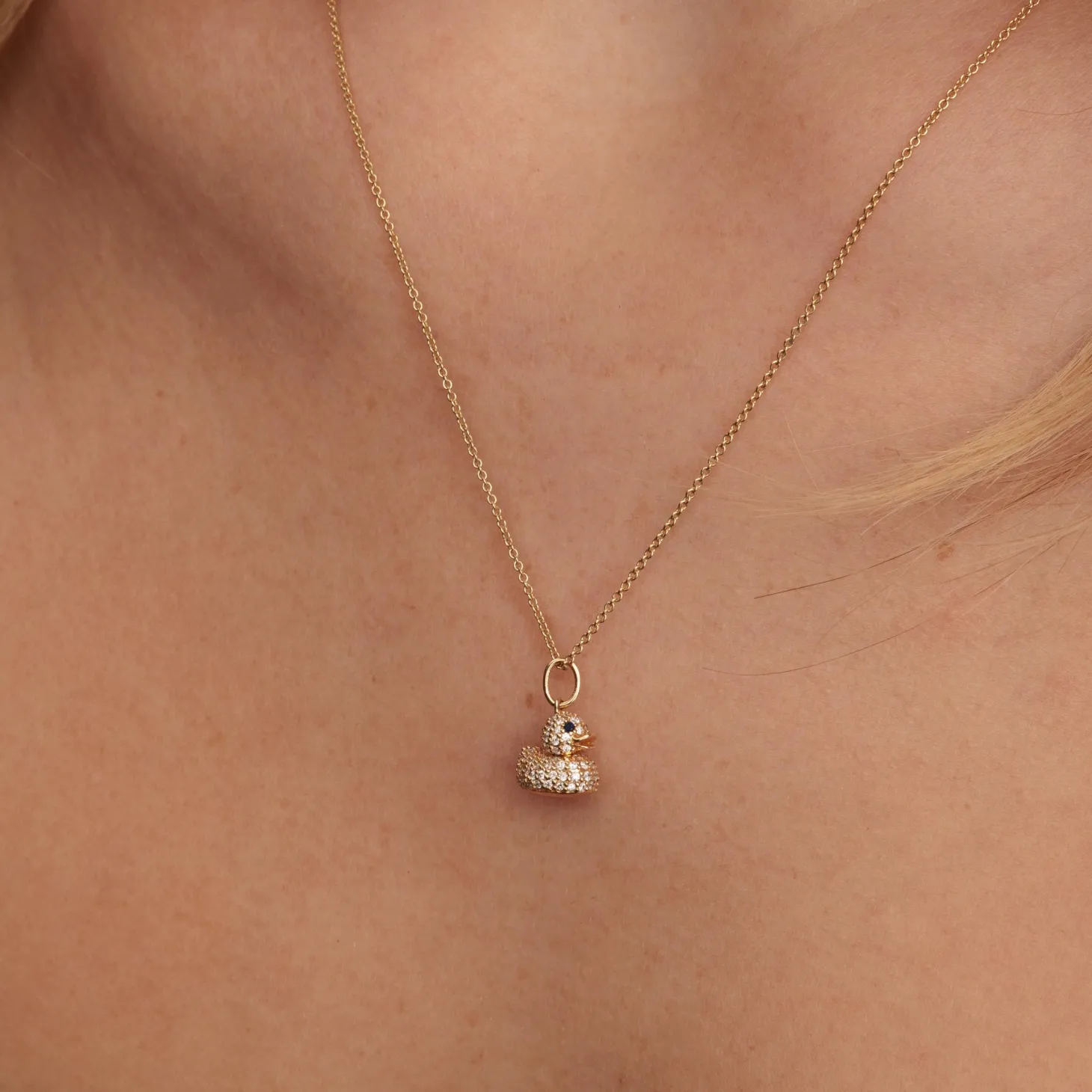 Gold & Diamond 3D Rubber Duck Charm