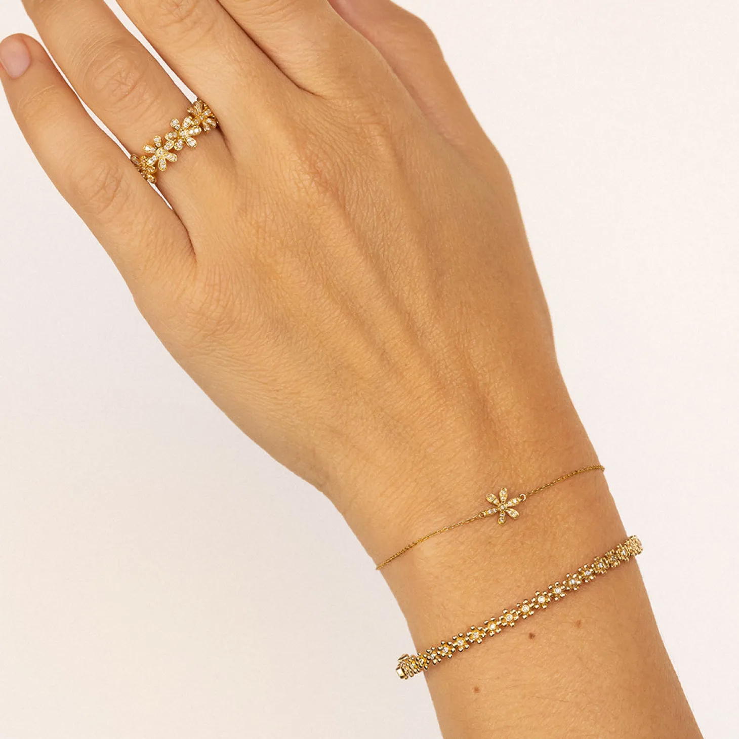 Gold & Diamond Daisy Eternity Ring