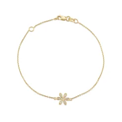Gold & Diamond Daisy Flower Bracelet