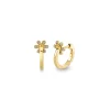 Gold & Diamond Daisy Post Huggie Hoops