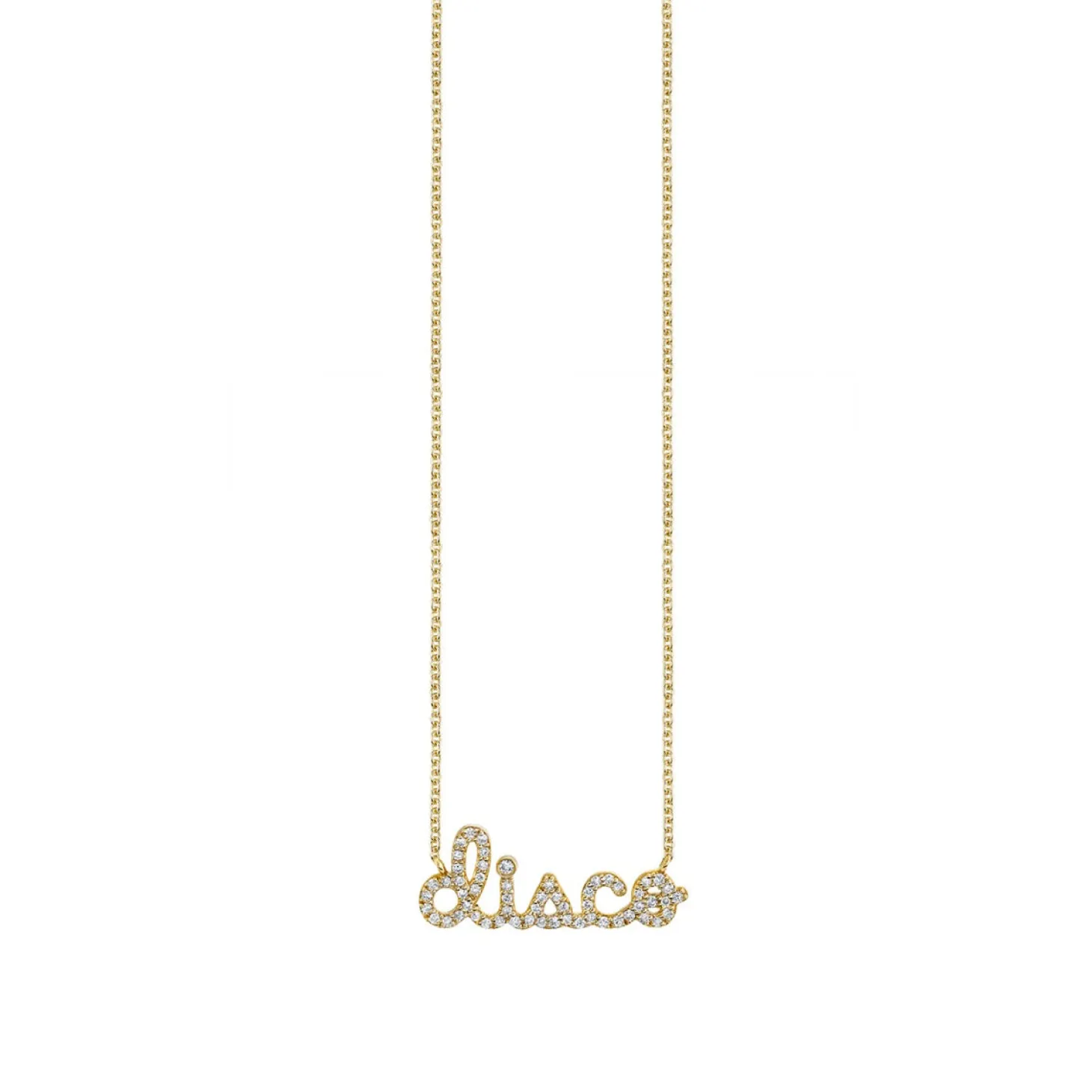 Gold & Diamond Disco Script Necklace