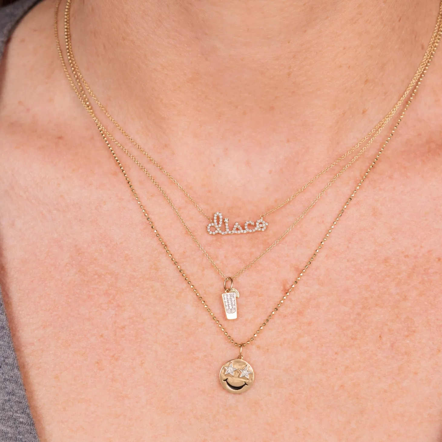 Gold & Diamond Disco Script Necklace
