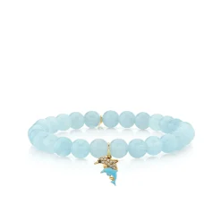 Gold & Diamond Dolphin Family on Aquamarine