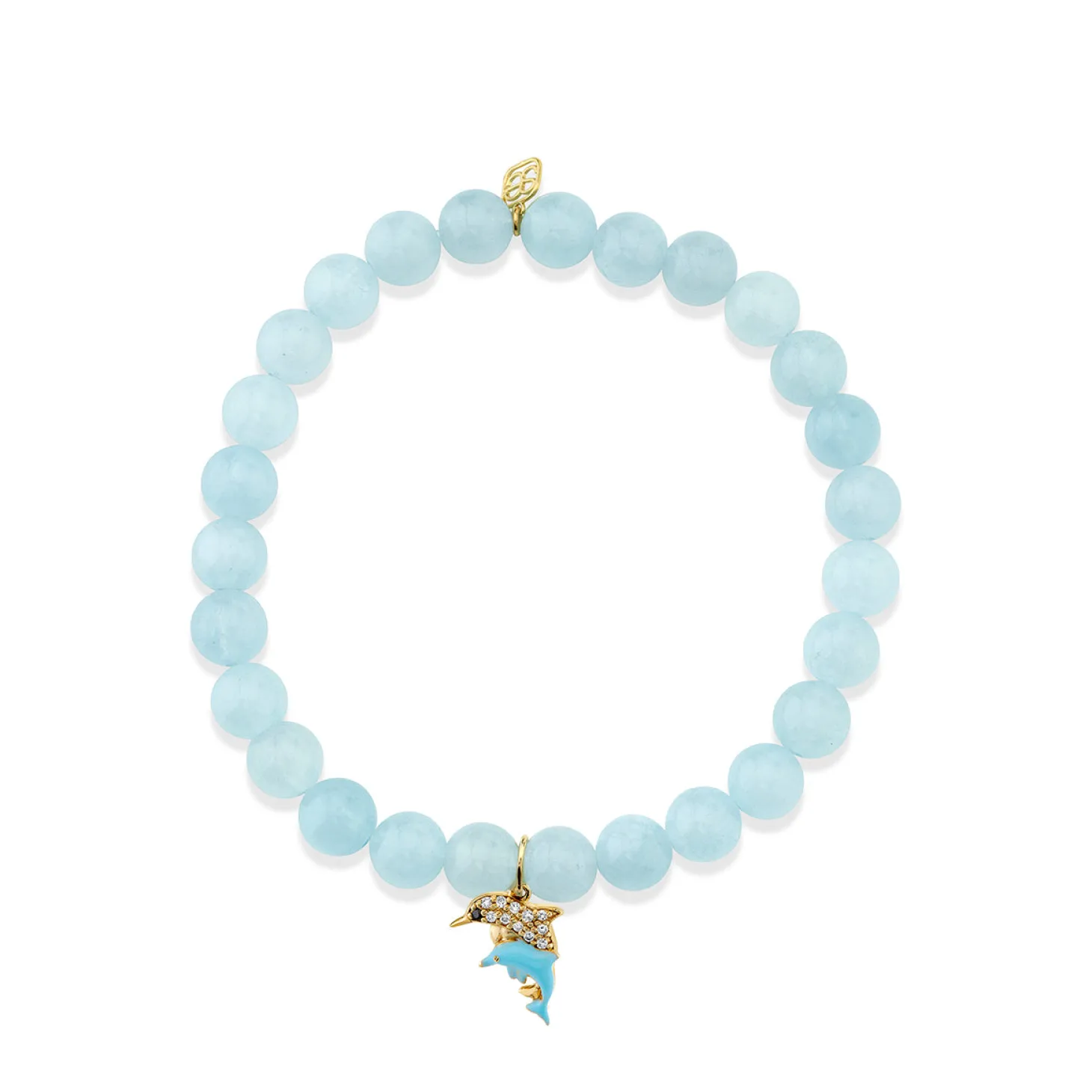 Gold & Diamond Dolphin Family on Aquamarine