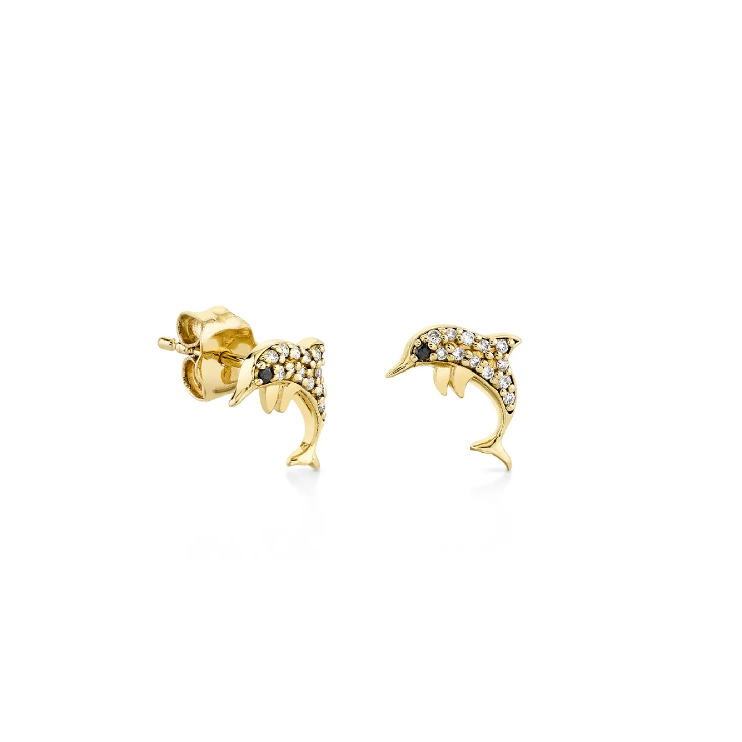 Gold & Diamond Dolphin Stud