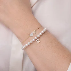 Gold & Diamond Double Heart Bracelet