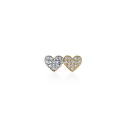 Gold & Diamond Double Heart Stud