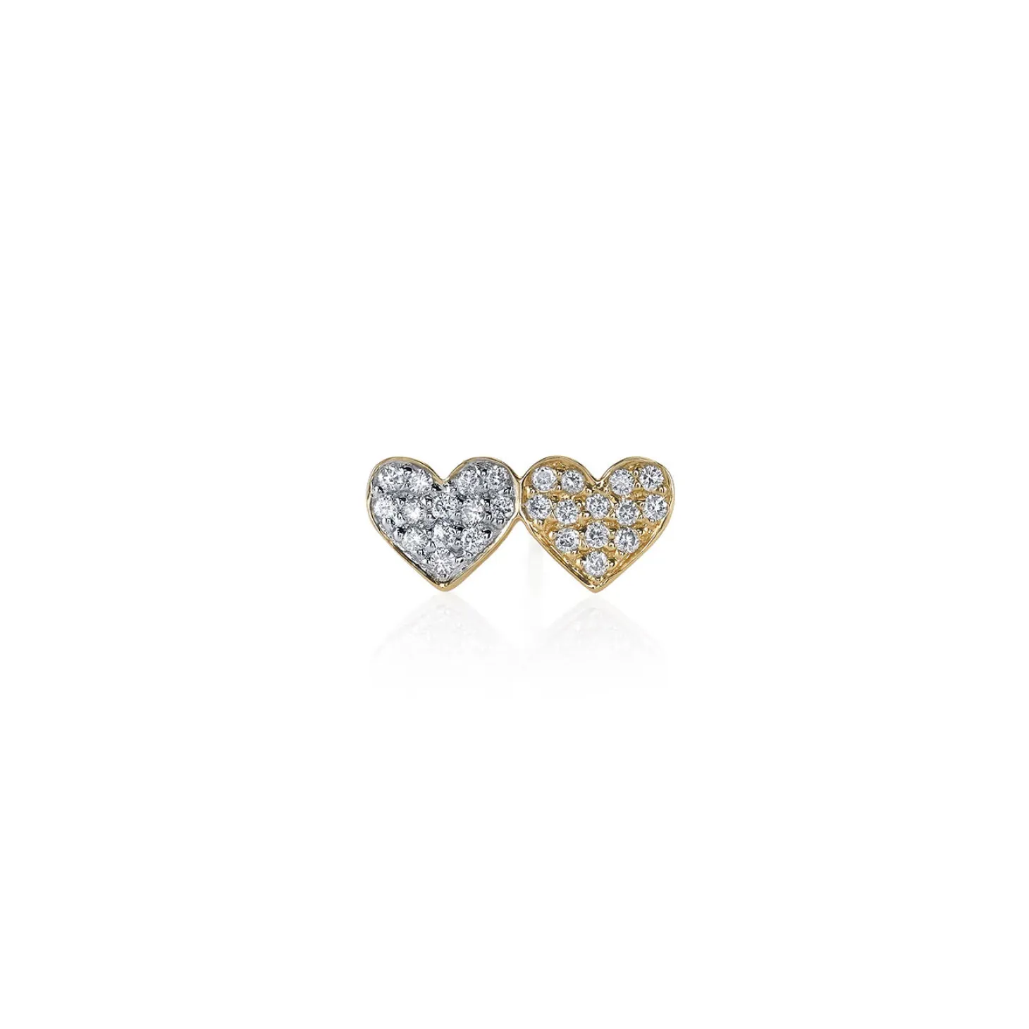 Gold & Diamond Double Heart Stud