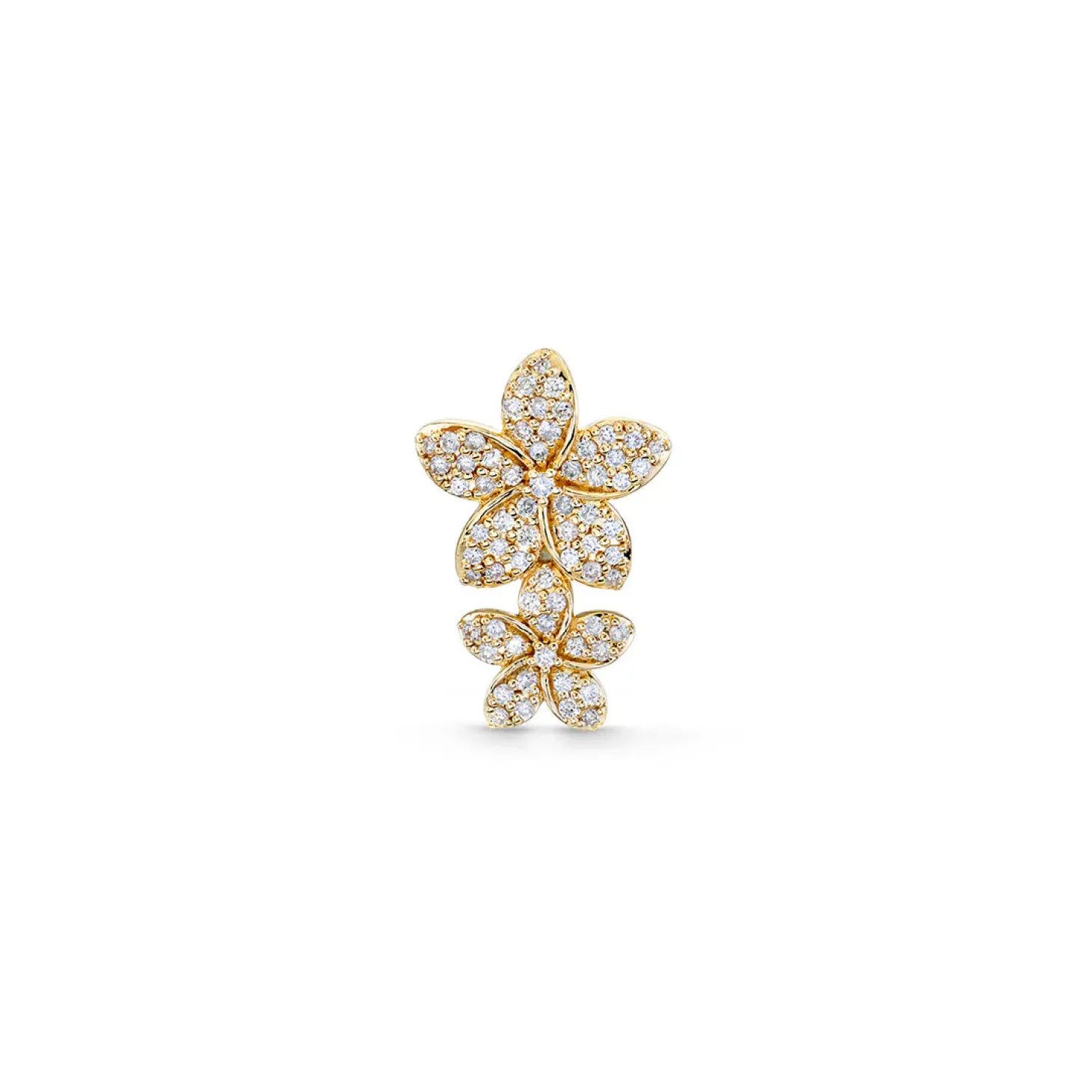 Gold & Diamond Double Plumeria Stud