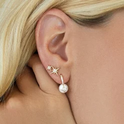 Gold & Diamond Double Starburst Stud