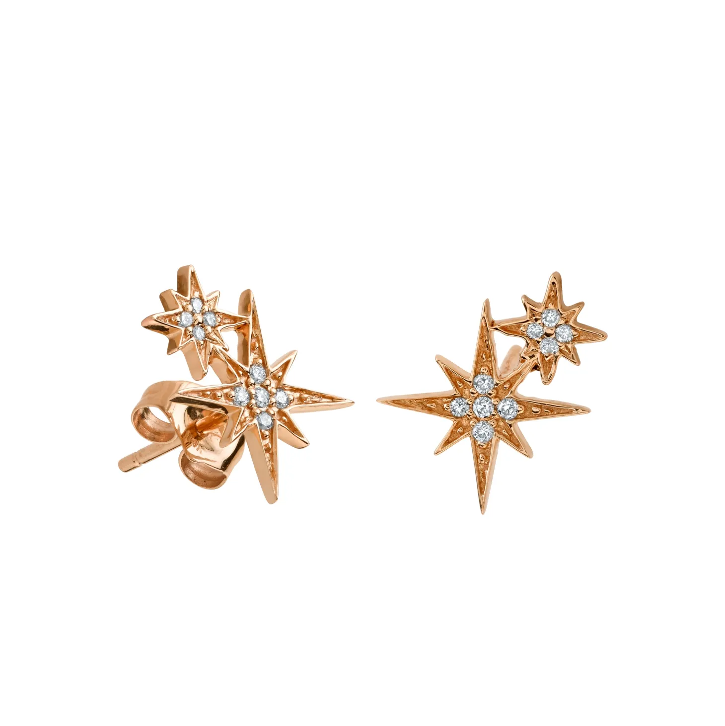 Gold & Diamond Double Starburst Stud